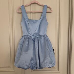 Lulu's Light Blue Satin Mini Dress